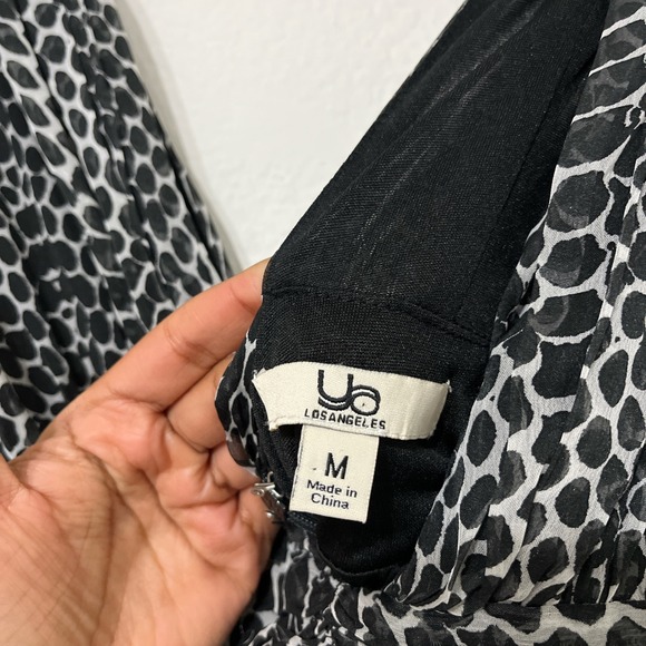 YA Los Angeles Black White Animal Print Boho V Neck Empire Waist Maxi Dress M - Picture 4 of 7